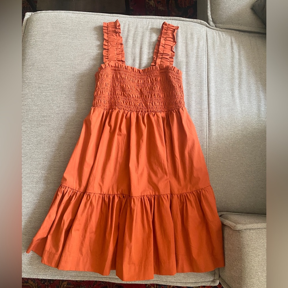 Abercrombie orange Smocked Bodice Easy Mini Dress